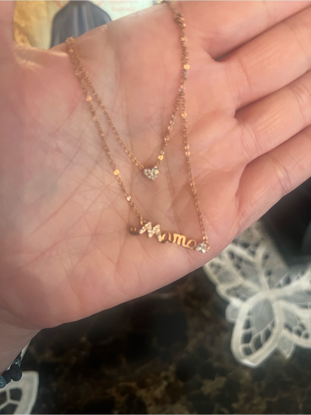 Rose Gold "Mama" Layered Name Pendant Necklace